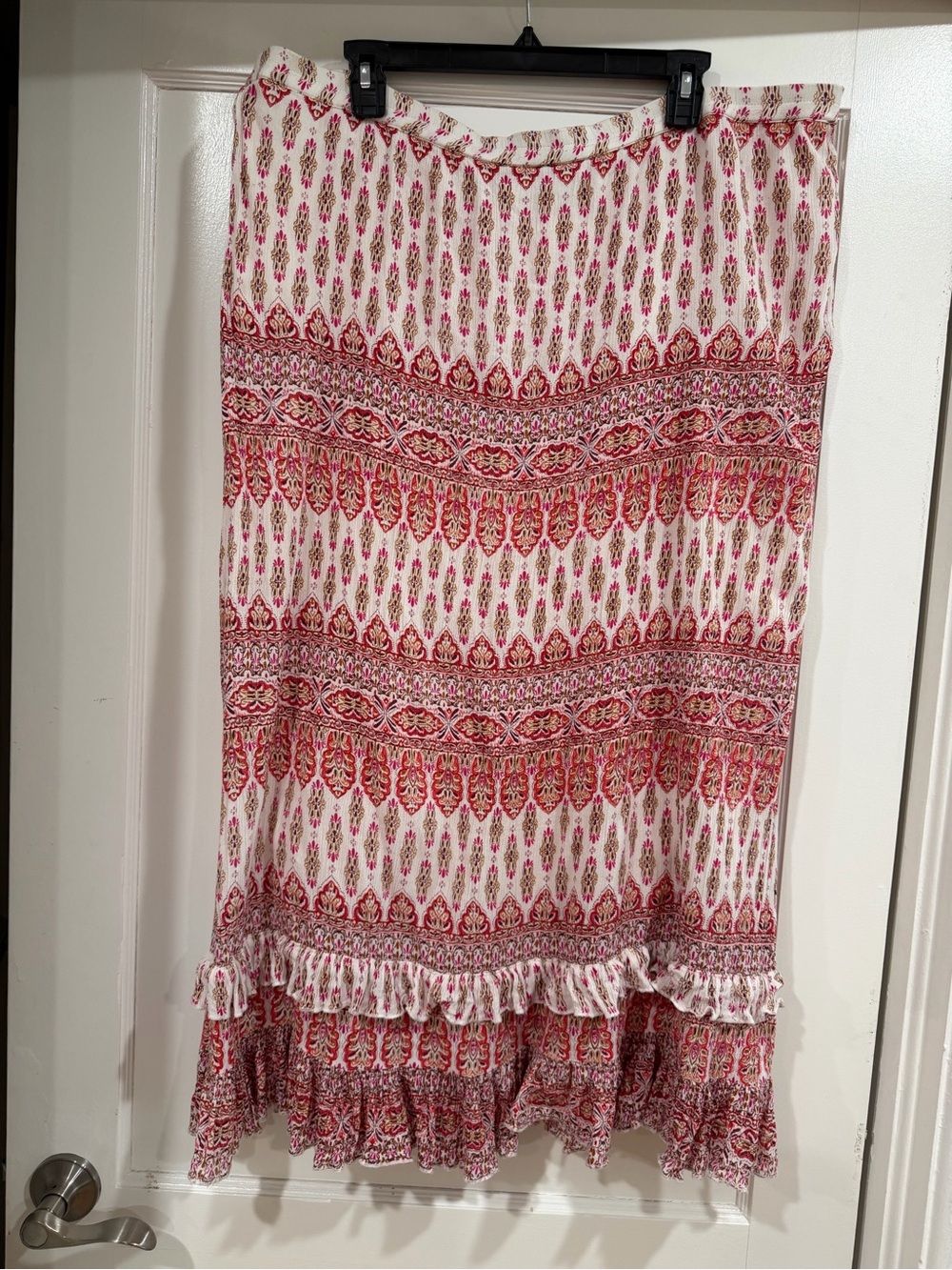 Women's Maxi Skirt in Pink and Cream Boho Print - Picture 8 of 9